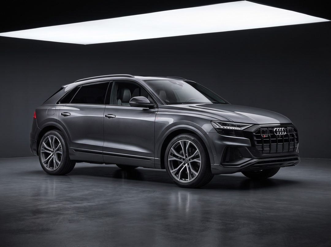 Grey Audi SQ8, low front three-quarter